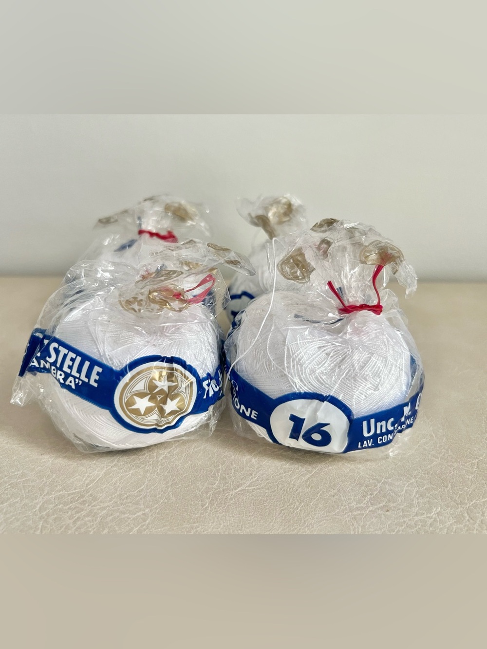 NWT Tre Stelle Ambra White Cotton Crochet Thread Yarn Size 16 - Lot of 4 (160g)